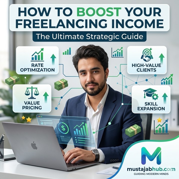 How to Boost Your Freelancing Income: The Ultimate Strategic Guide for 2026 - 2027 How to Boost Your Freelancing Income The Ultimate Strategic Guide for 2026, add mustajabhub.com comparison - Stucked at a low freelance salary? Learn how to boost freelancing income in 2026-proven strategies on value pricing, high-ticket client acquisition, automation. https://mustajabhub.com/how-to-boost-your-freelancing-income-in-2026-freelancing-income-freelance-salary/