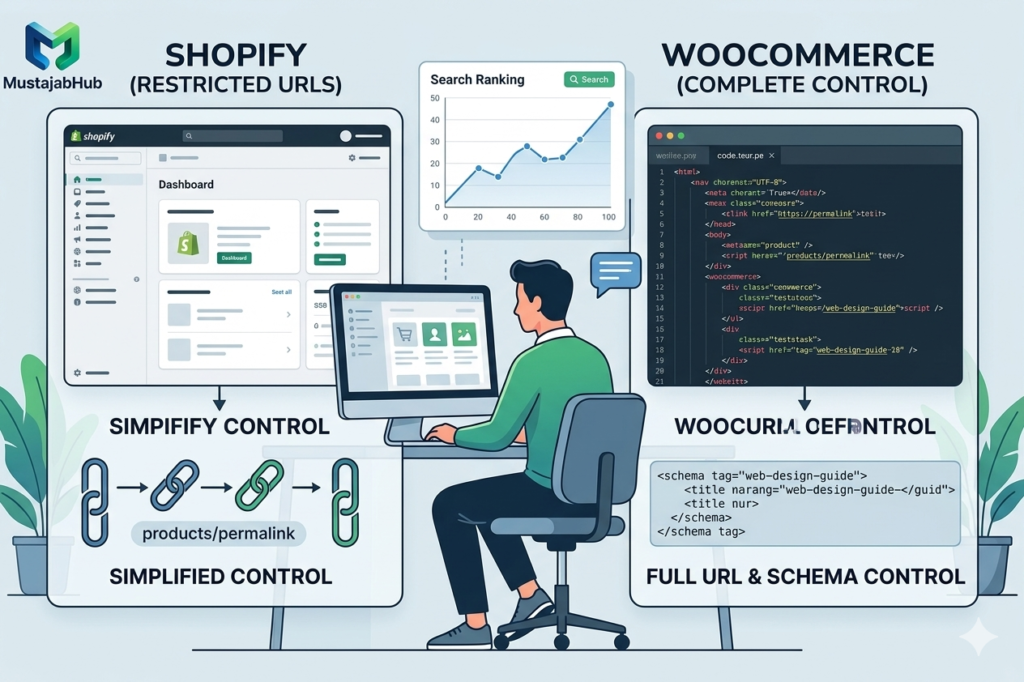 Shopify-vs-WooCommerce-2026-Best-for-Pakistan-US-Stores by mustajabhub.com services