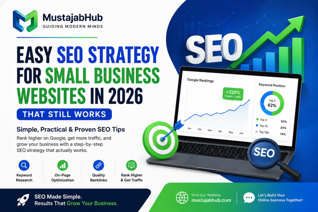 Easy SEO Strategy for Small Business Websites in 2026 (That Still Works) Free SEO Tools for Beginners 27 Best Tools to Grow Traffic in 2026 by mustajabhub.com