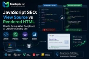Learn JavaScript SEO the easy way. Compare View Source vs Rendered HTML, test Googlebot rendering in Search Console, and fix missing content fast.