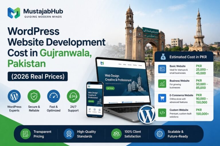WordPress Website Development Cost in Gujranwala, Pakistan (2026 Real Prices) WordPress Website Development Cost in Gujranwala, Pakistan- https://mustajabhub.com/wordpress-website-development-cost-gujranwala/ WordPress Website Development Cost in Gujranwala,... Want to know the real WordPress website development cost in Gujranwala? Get a full 2026 price breakdown for business sites, WooCommerce stores, and local.