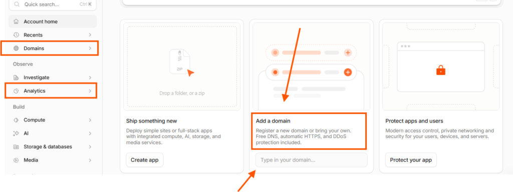 Add a domain in cloudflare for cdn and ranking by mustajabhub.com. Cloudflare Dashboard → Add domain
