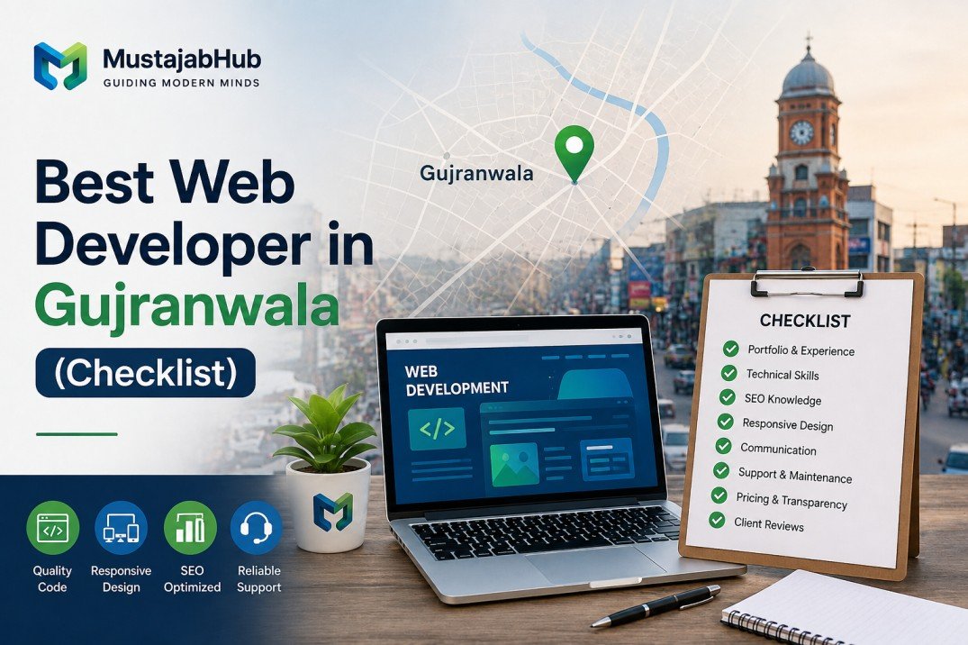 Best Web Developer in Gujranwala (Checklist) by mustajabhub.com - https://mustajabhub.com/best-web-developer-in-gujranwala/ How to Find the Best Web Developer in Gujranwala (2026... Searching for the best web developer in Gujranwala? Learn the 5 questions to ask, the red flags to avoid, and what a real professional website should include.