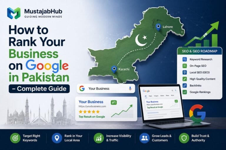 How to Rank on Google in Pakistan - How to Rank Your Business on Google in Pakistan by mustajabhub.com. https://mustajabhub.com/how-to-rank-on-google-in-pakistan/ How to Rank Your Business on Google in Pakistan (2026 Guide) Want to rank on Google in Pakistan? This complete 2026 guide covers keyword research, technical SEO, local SEO, and AI search — with real data and steps.