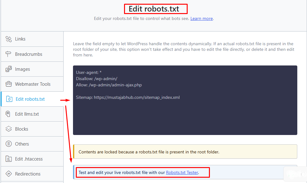robots.txt for WordPress in 2026: How to Control Google, AI Crawlers and ChatGPT Search before example of robot.txt file by mustajabhub.com for websites